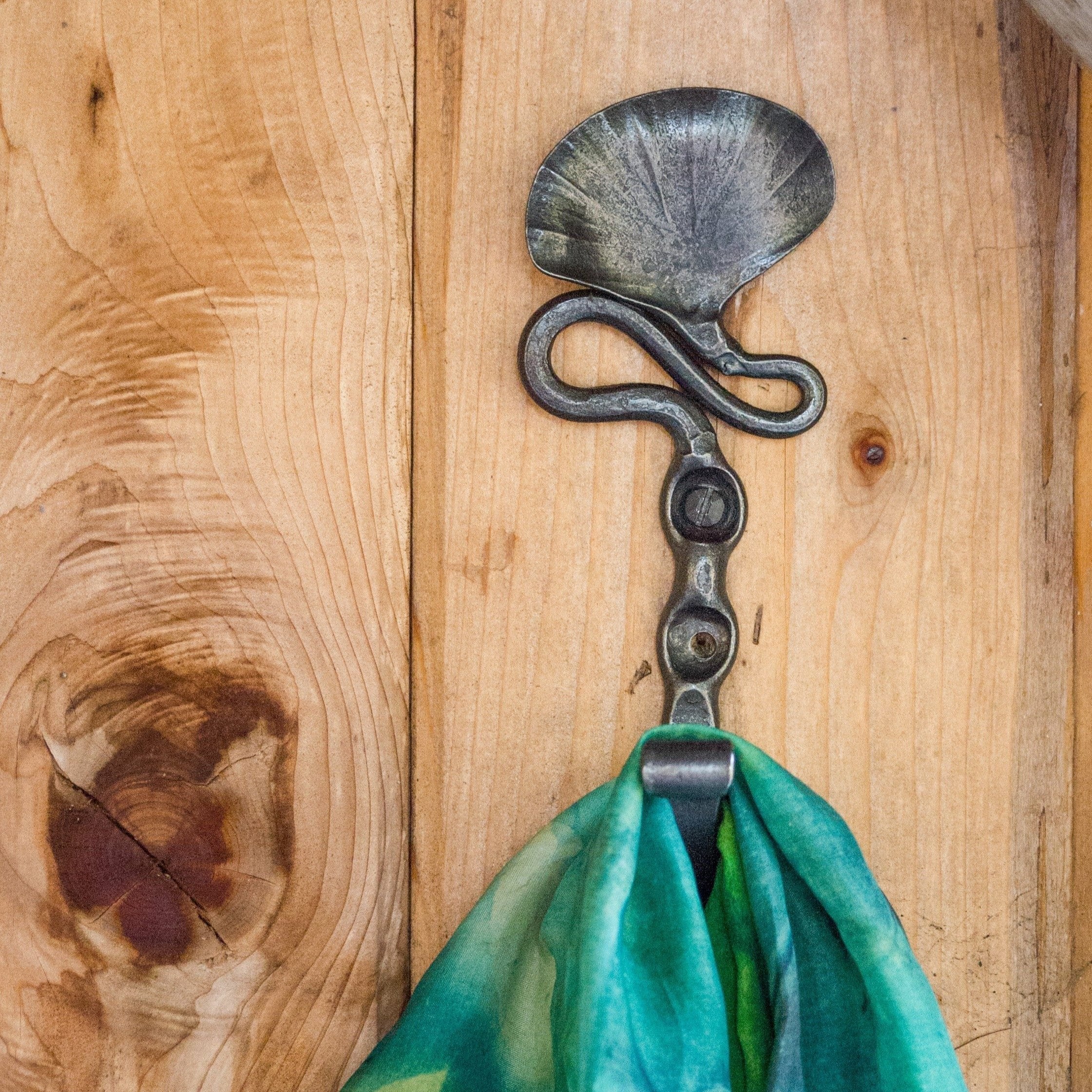 newquistforge Hooks and Hardware Hand Forged Wall Hook with Gingko Leaf Design